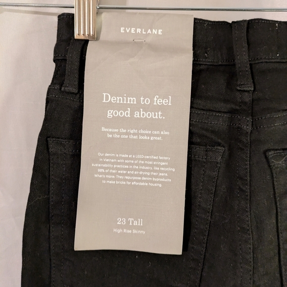 Everlane Black Tall High Rise Skinny Jeans NWT 23 - Picture 7 of 11